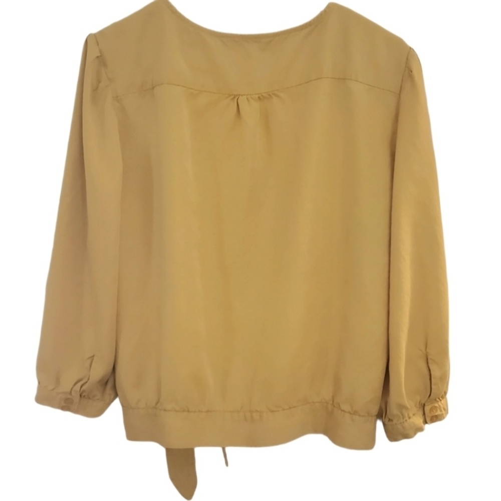 Velvet Heart Mustard Gold Wrap 3/4 Sleeve Top - Picture 2 of 6